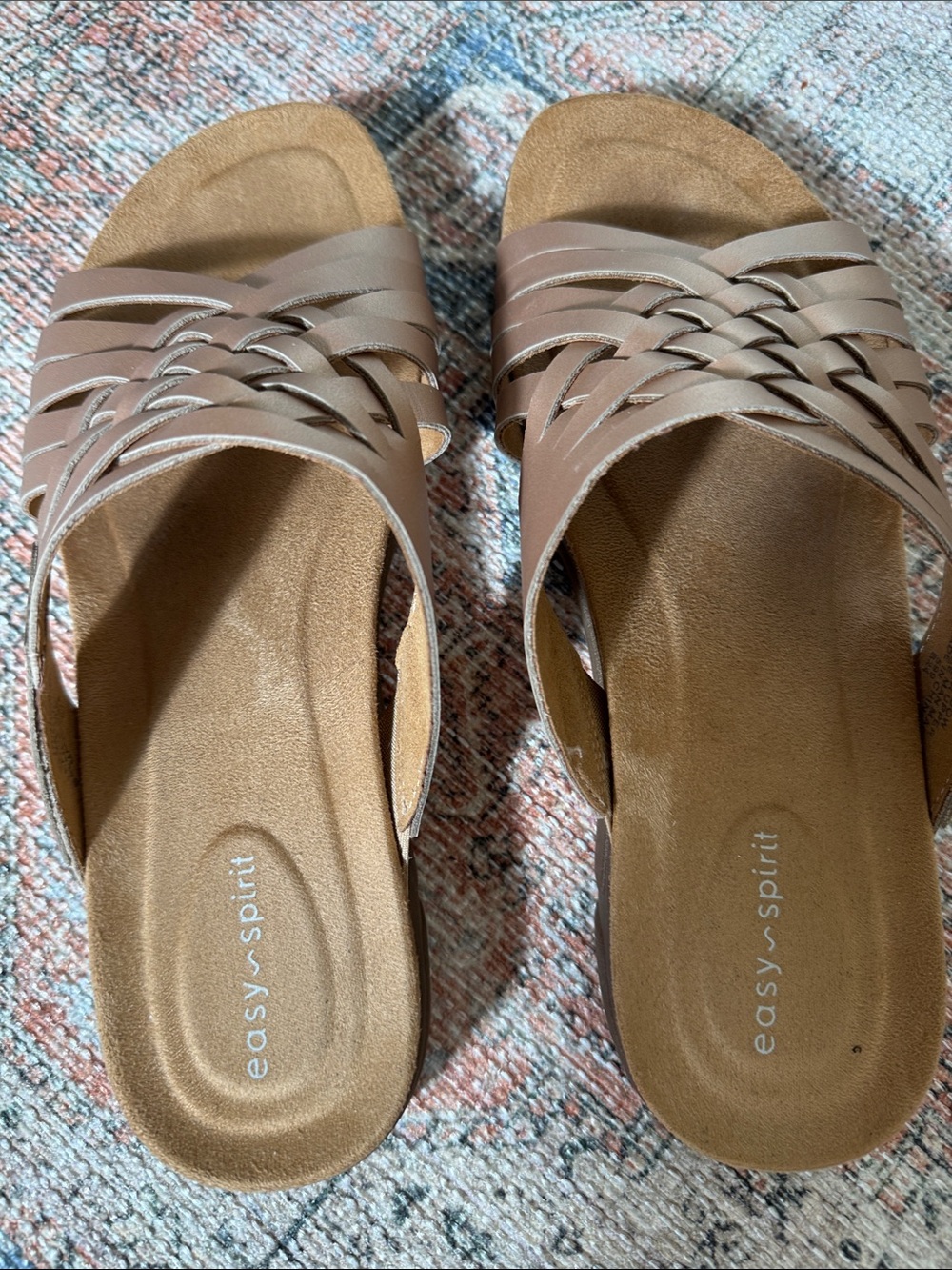 Easy Spirit Metallic Woven Comfort Slides Women’s 8.5W Cushioned Sandals EUC